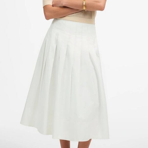 Madewell Dresses & Skirts - NWT Madewell Gemma Pleated Midi Skirt Cotton Poplin Size 00